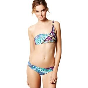 Maaji Floral Flight One-Shoulder Top Bikini Set Size M
